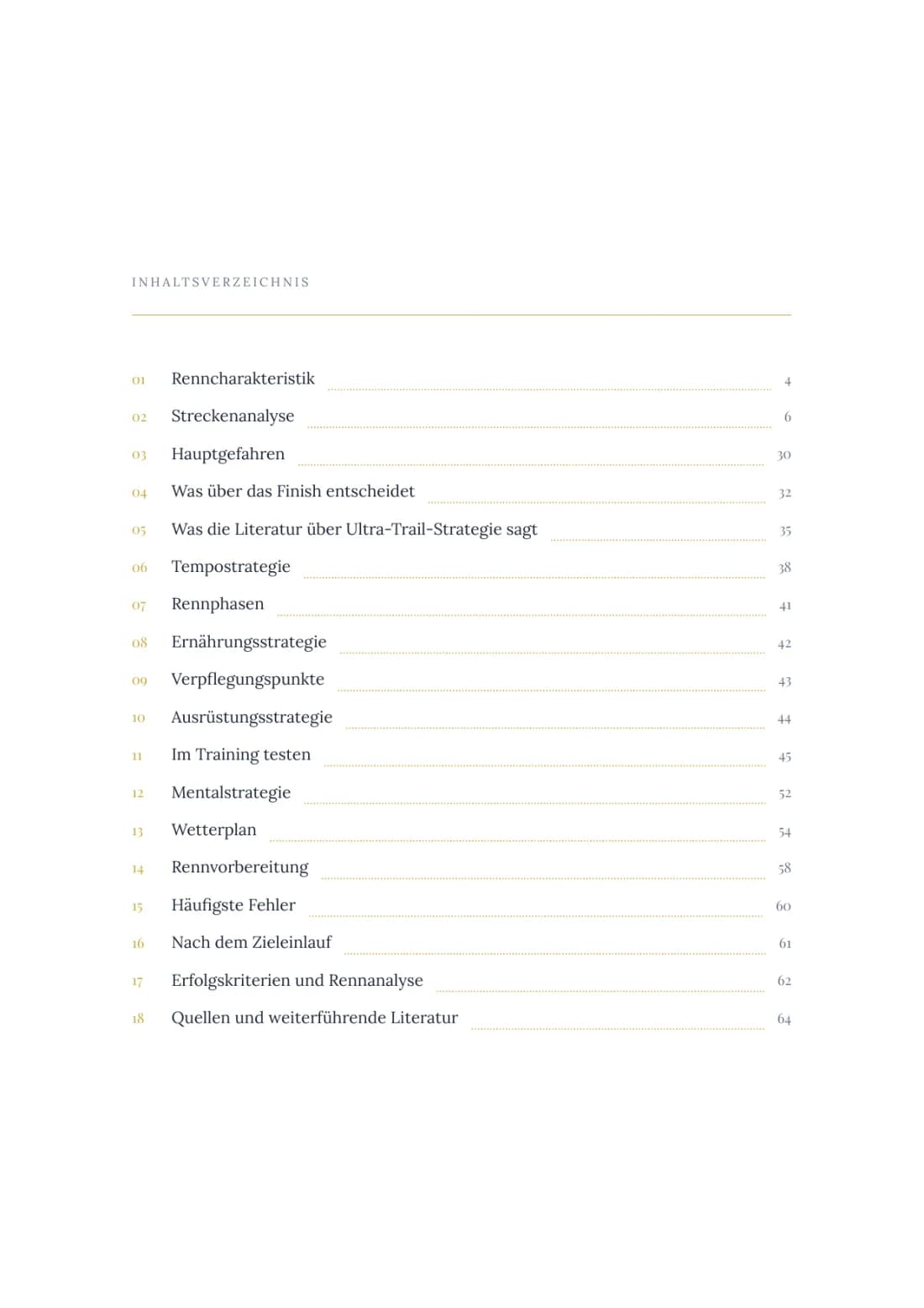 Inhaltsverzeichnis des Strategy Guide zum Zugspitz Ultratrail